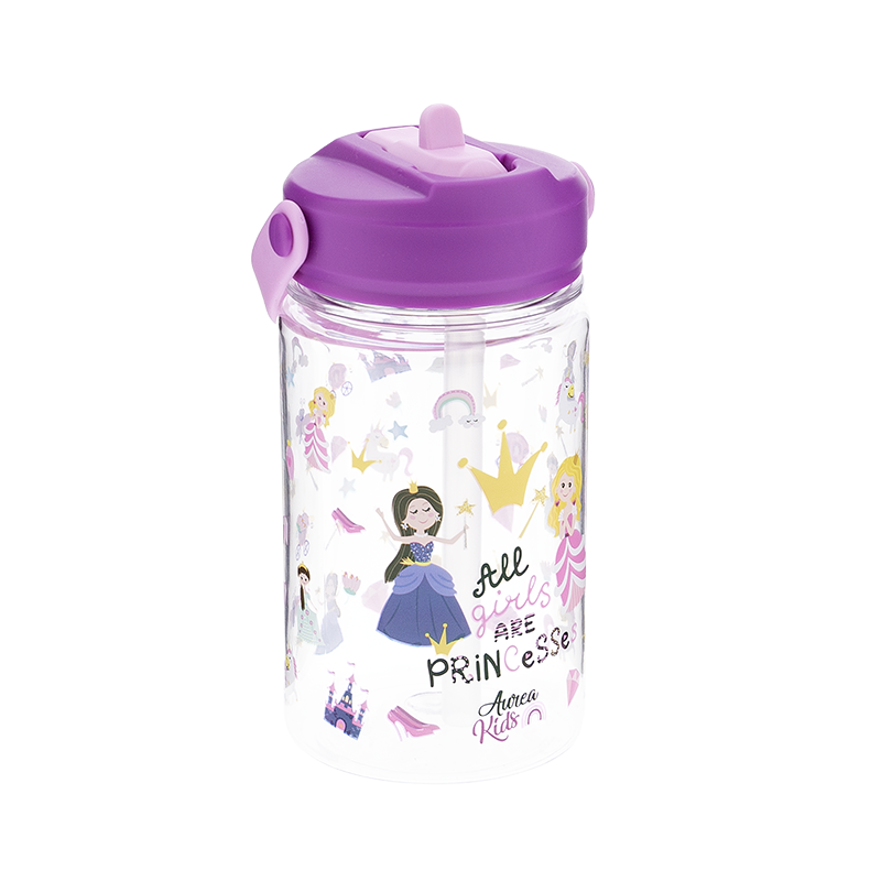 Botella Tritán 350ml Adaptador Infantil Con Pajita - Princess